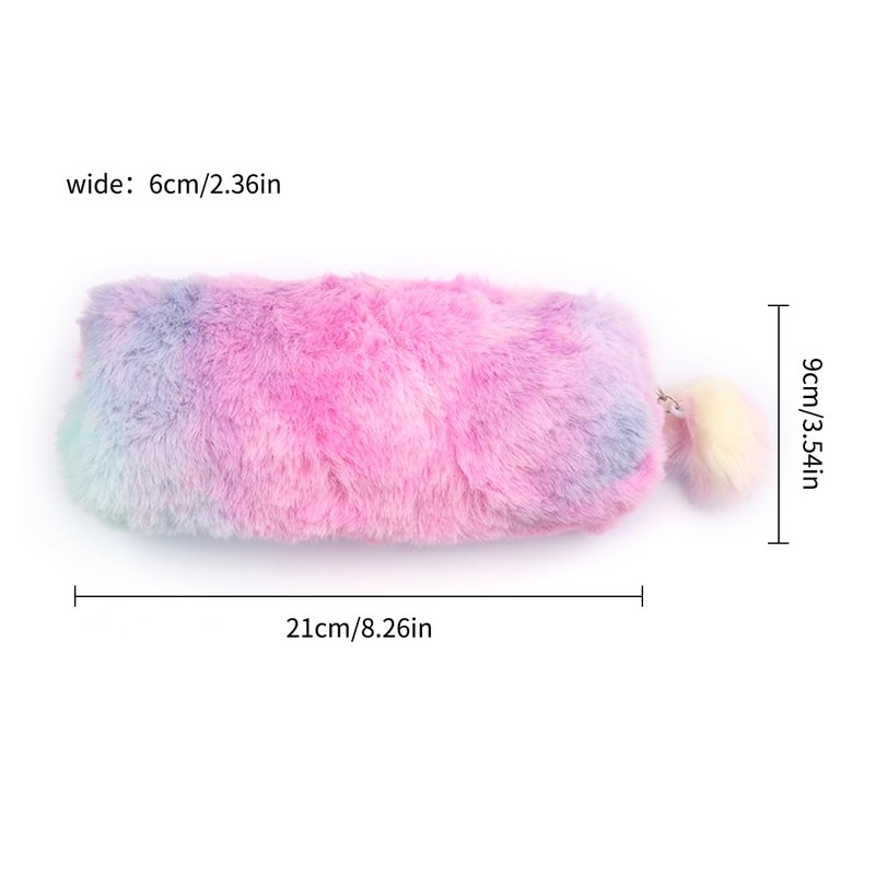 Luckious 1 PC Plush Rainbow Pencil Case for Girls -