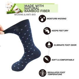 Lavencious Mens Bamboo Dress and Pattern Socks 5 Pairs for Men Shoe Size 7-12, Sock Size10-13, 5 Pairs, Square Multi-color, 10-13