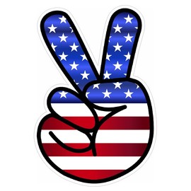 Peace Sign/American Flag/USA Custom Vinyl Decal Sticker (5" x 3" (2 Pack))