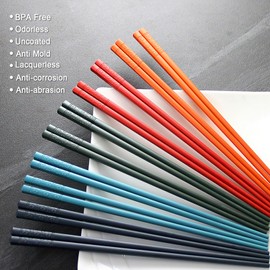 Chopsticks, 10 Pairs Reusable Fiberglass Chopsticks Multicolor Chinese Chopsticks Dishwasher Safe, 10 Pairs Chop Sticks Gift Set