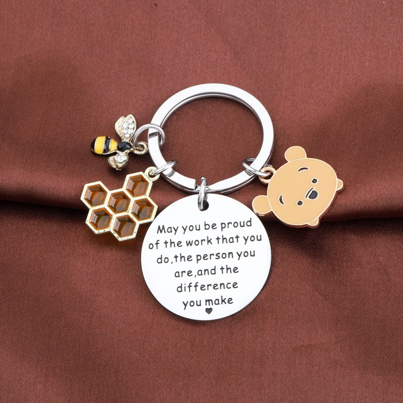 AKTAP Bear Keychain Honey Bee Jewelry for Women Girls Anime