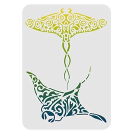 FINGERINSPIRE Manta Ray PET Stencil for Walls and Crafts DIY, 11.7x8.3 inch Reusable Animal Drawing Painting Stencil Template for Painting on Wood, Floor, Furniture, Paper and Fabric