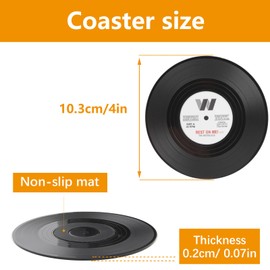 6 PCS Fun Vintage Vinyl Record Coasters，Bars、 Birthdays, Parties Cool Coaster Music Lovers Colorful Vintage Vinyl disc Coaster Coffee Table Decor ，Tabletop Protection Prevents Furniture Damage