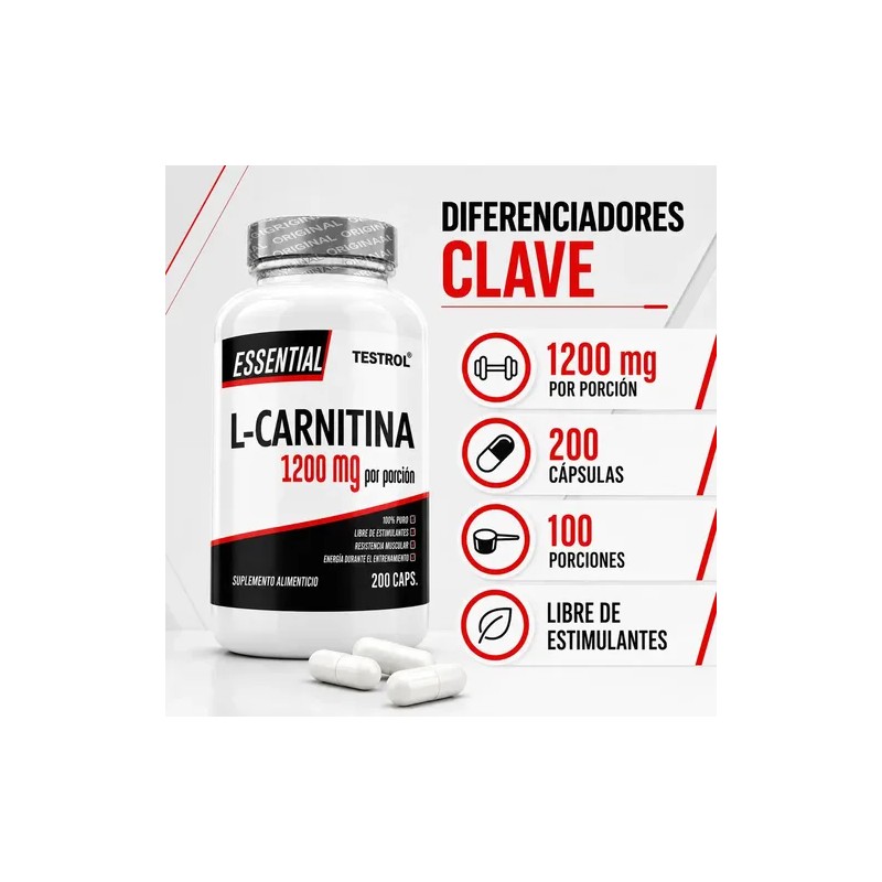 Carnitina Essential 1200mg Alta Concentración Sabor Apoyo Uso Deportivo Eficiente