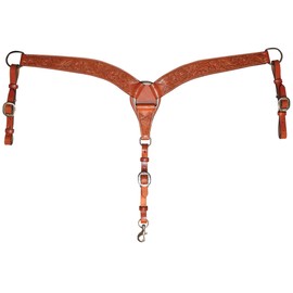 Circle Y 2" Wide Contoured Classic Floral Breast Collar for Horse, Regular Oil
