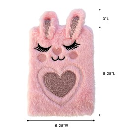 allydrew Plush Journal, A5 Lined Notebook Diary for Writing and Drawing, Bunny Ears