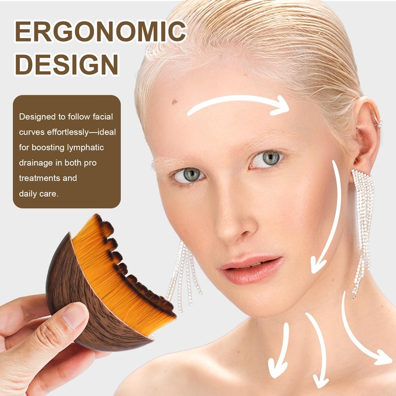 Lymphatic Contour Face Brush,Ergonomic Facial Massager for Jawline Sculpting,Puffiness Reduction,Lymphatic