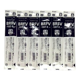 Pilot Acroball Pen Ballpoint Pen Black Ink Refills, 0.5MM, Brfv-10ef-b, Set of 6 (Japan Import) [Original komainu-dou Package]