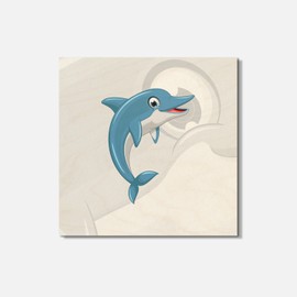 Unbranded Funny Dolphin Animal 4'' X 4'' Square Wooden Coaster