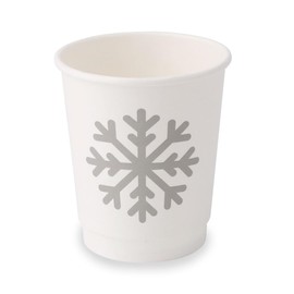 BIOZOYG Pack of 25 White Double-Walled Paper Cups Winter Motif 'Snowflake' 200 ml / 8 oz | Eco-Friendly, Recyclable & Beautifully Printed | Coffee Cups to Go