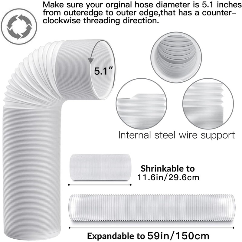 95"Sliding Door AC Vent Kit with Φ 5.1"Extendable Hose Screen