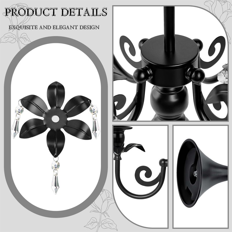 20''Tall Black Crystal Pendant Taper Candle Holders/Stylish Candle Stands/Candlesticks Holder/Candelabra