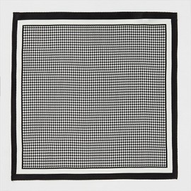 Ojier Men's Pocket Square, 100% Silk, Houndstooth Lattice, Formal, Business, Casual, Made in Japan, Black, Black, Black