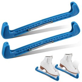 WUISOLQP Ice Skate Protector, Adjustable Spade Protection, Blade Protector for Ice Hockey Skates, Ice Skate Protectors, Protective Covers for Ice Hockey Figure Skating Blades (Blue)