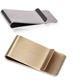 JDYYICZ Stainless Steel Metal Money Clip for Cash and Credit Cards, Brass Banknote Clip, Credit Card Holder, Wallet Credit Card Holder for Men, Slim and Simple,Pack of 2