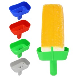 4 Pcs Popsicle Holders for Kids, Holder Silicone Stick Sleeves No Drop Reusable Ice Pop Cream Drip Catcher Suitable for Family Summer Pool Party (4 Colors）