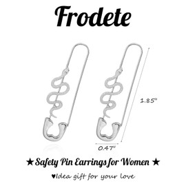 Safety Pin Earrings for Women 14K Gold Snake Earrings Safety Pin Hoop Earrings for Teen Girls Paper Clip Earrings For Men (Silver Safety Pin Earrings)