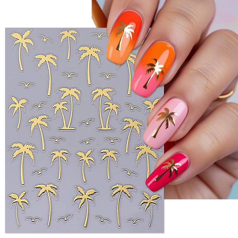 IDDFEVE Summer Palm Tree Nail Art Stickers - Colorful Coconut