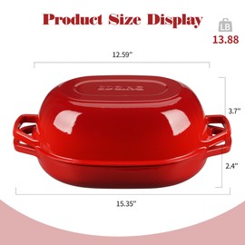 EDGING CASTING Enameled Cast Iron Dutch Oven Pot with Lid, Oval Dutch Oven for Bread Baking, Bread Oven for Homemade Sourdough Bread Baking, 7qt, Red