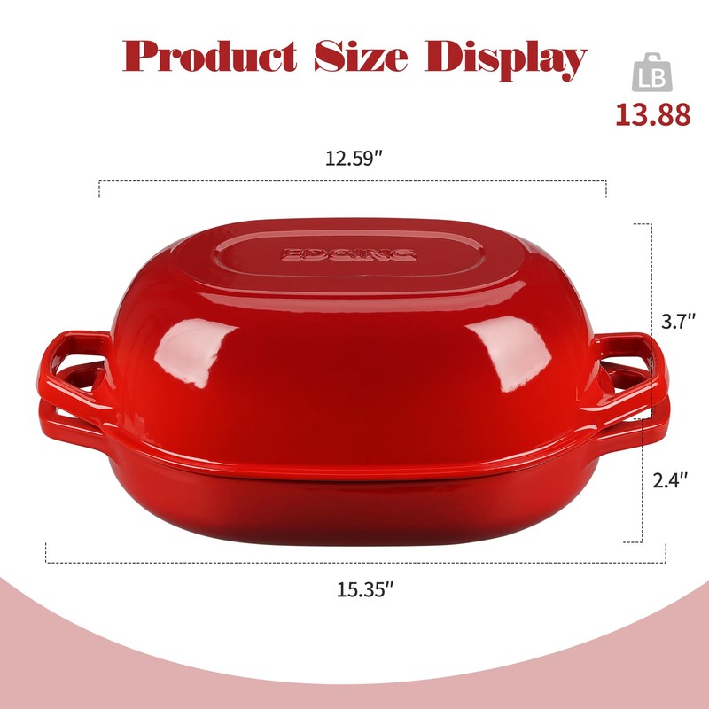 EDGING CASTING Enameled Cast Iron Dutch Oven Pot with Lid,