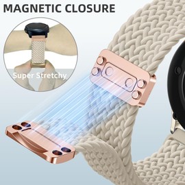 CUNUJIX Quickfit Braided Bracelet Replacement for 20 mm Garmin Fenix 7S/Fenix 6S/Fenix 5S/Fenix 8 43 mm/epix Pro 42 mm, Loop Magnetic Stretchy Nylon Fabric Strap for Garmin 7S Solar/6S Pro/5S Plus,