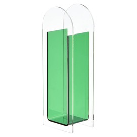 PATIKIL Acrylic Vase, Arch Acrylic Floral Vase Clear Geometric Plastic Decorative Vase for Wedding Table Centerpiece Home Decor, Dark Green