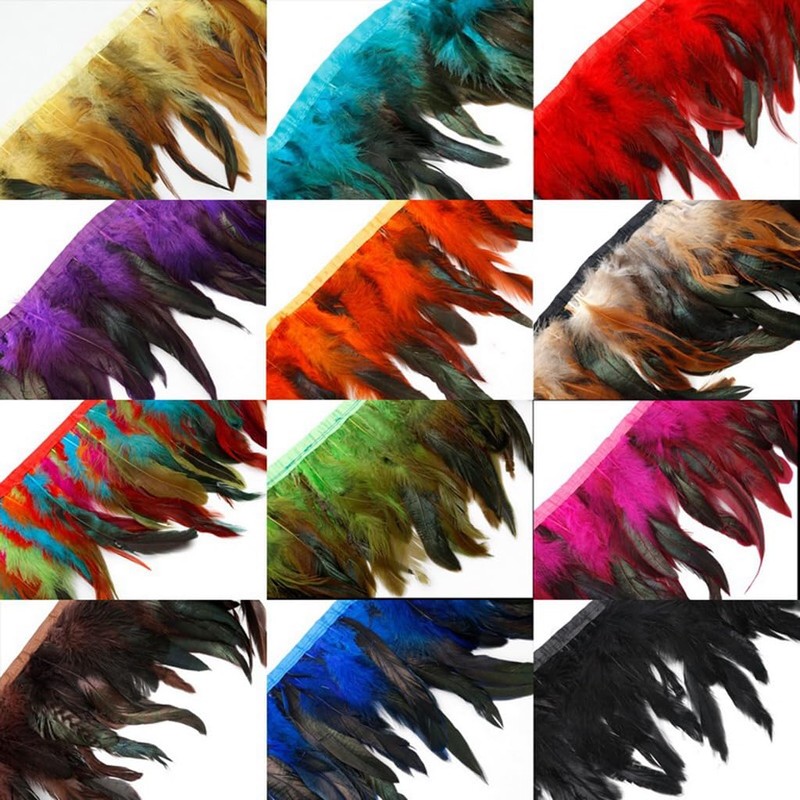 Sowder Rooster Hackle Feather Fringe Trim 5-7" in Width Pack