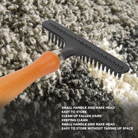Handheld Carpet Rake - Metal Rug Comb for Plush Carpets, Handle Deshedding Brush for Pets, Portable Shag Rug Rake, Multifunctional Brush for Home and Beauty Salon Use