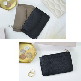 Alto Rose Fragment Case, IC Card, Quilting, Pass Case, Beautiful, Adult, Cute, Simple, Plain, Synthetic Leather, Mini Wallet, Black