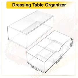 Tikplus Stackable Cosmetic Drawer, Acrylic Box Drawers with Drawers, Transparent Drawer Skincare, Cosmetic Organiser Drawers, Acrylic Make Up Organiser, for Washbasin, Dressing Table