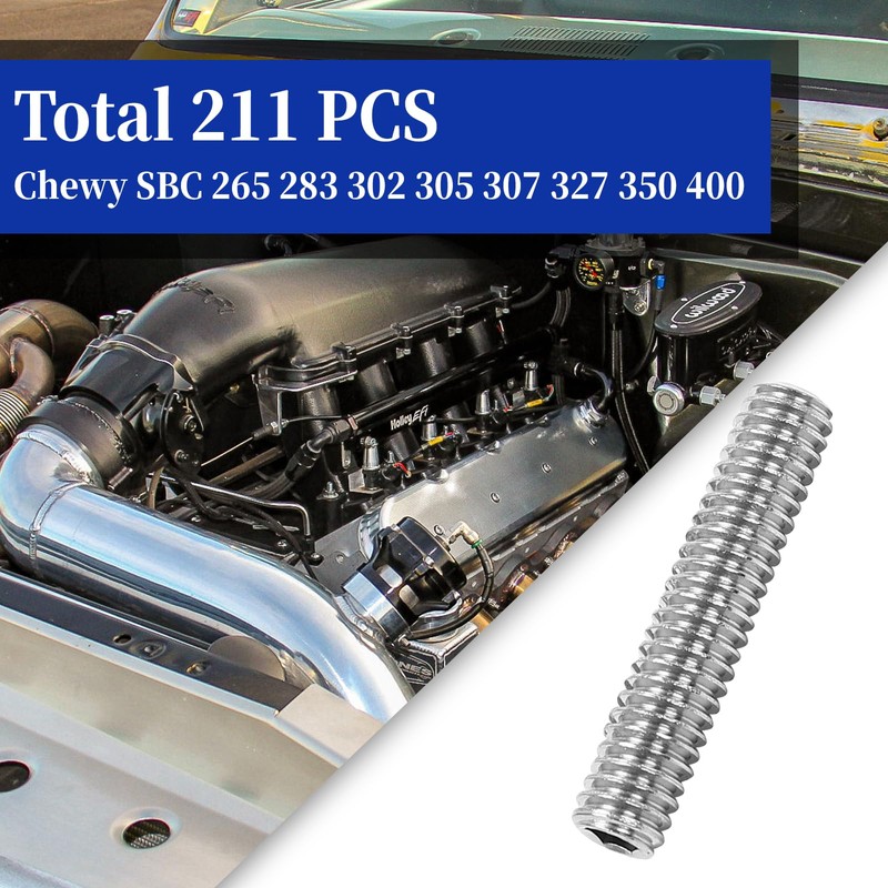 Stainless Steel Small Block Engine Hex Bolt Kit Compatible with