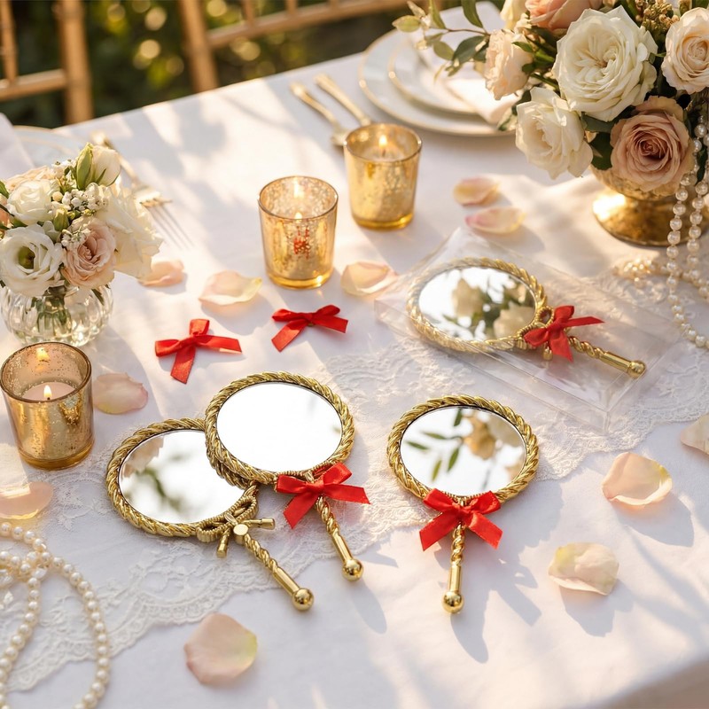12 Set Vintage Handheld Mirror Bulk Small Hand Princess Mirrors