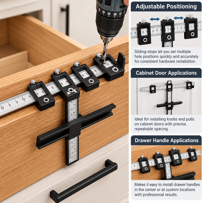 Adjustable Cabinet Hardware Jig for Handle and Knob Installation –