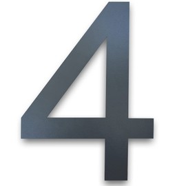 MOLVCE House Number, Anthracite, Stainless Steel, Height 20 cm, RAL 7016, Anthracite House Number, Solid Stainless Steel, Fine Structure, Powder Coated, Arial Font - Number 4