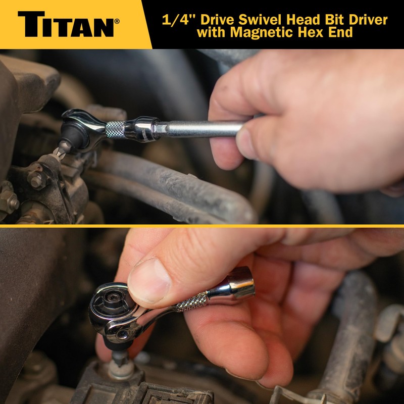 Titan 11340 1/4-Inch Drive x 2-1/4-Inch 90-Tooth Swivel Head Nano