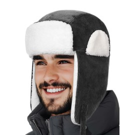 OUTDOOR SHAPING Trapper Hat for Men Women Windproof Trooper Hat Ushanka Ear Flaps Warm Winter Outdoor Hats Dark Black