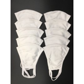 Handmade 10-Pack White Cotton Protective Face Mask Reusable, Washable Breathable & Soft