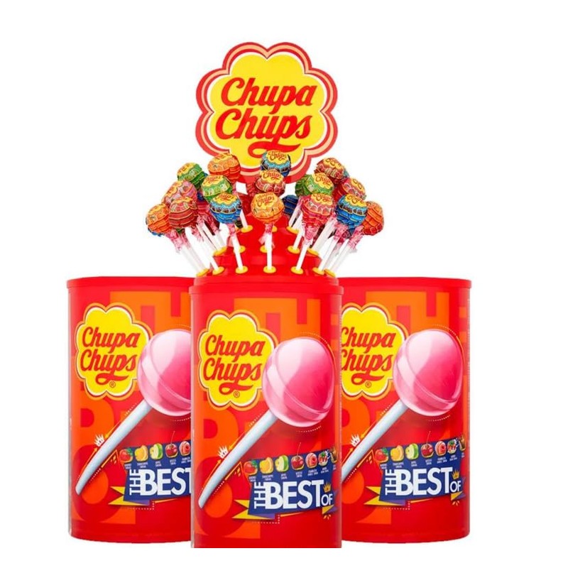 Chupa Chups The Best Of Lollipops, Mixed Flavors, 10 Pieces,
