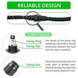 ECODESEO Expandable Garden Hose Repair Kit Plastic Flex Hose Repair Kit Male and Femal...