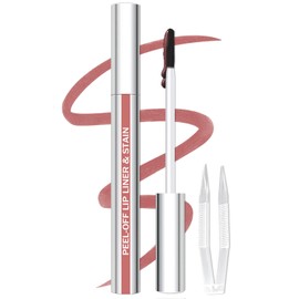 QCMME Lip Liner Stain Peel Off with Tweezer, Long Lasting Matte Lip Tattoo, Highly Pigmented Color Lip Makeup, Waterproof, Transfer-proof Lipstain for Women, Nude Pink