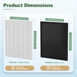 Jusfoouo 5510 Replacement Filter Set Compatible with Winix 5510 and 5520 Models, Filter Q, Compare Part 1712-0123-00, 1 Main Filter and 1 Carbon Pre-Filter