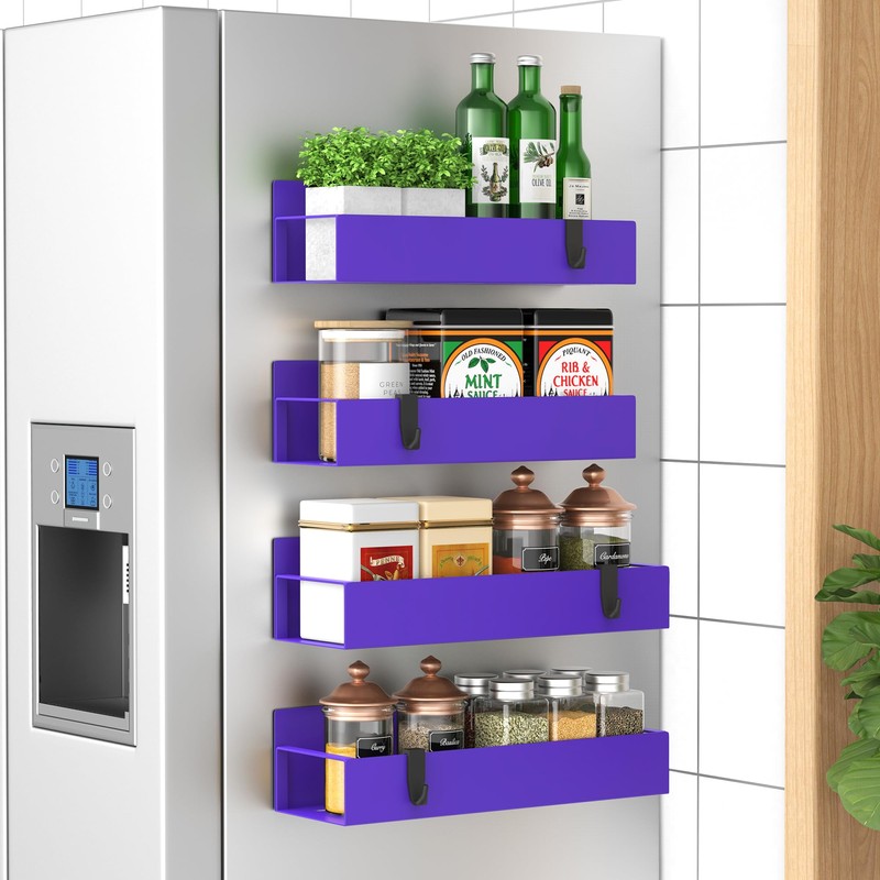 HuggieGems HuggieGems 4 Pack Magnetic Spice Storage Rack Organizer for