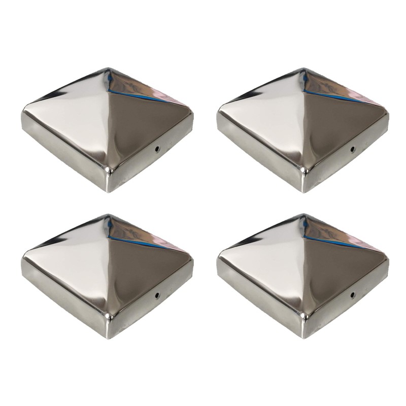 Sunload Post Cap Stainless Steel Square Pyramid-Shaped Set of 4