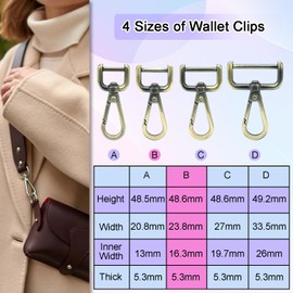 4Pack 5/8 Inch Metal Purse Clips, Detachable Swivel Lobster Claw Clasps Small Keychain Clip for Paracord Lanyard, Purse Strap Extender Hardware, Backpack Pendant, Pets Collar Accessory (Brass)