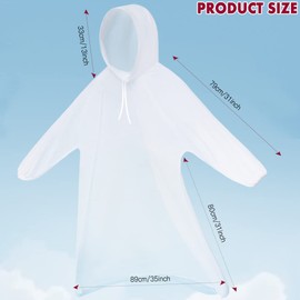 wehers Rain Poncho, Pack of 5 Disposable Rain Ponchos for Men and Women, Rain Cape with Long Sleeves & Hood, Rain Ponchos Waterproof for Festival, Concert, Hiking, Cycling, White