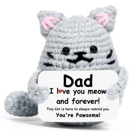 AICase Funny Cat Gifts for Dad from Daughter Son, Fathers Day Birthday Cool Ideas Crochet Cute Gag Small Things Stuff Presents Cat Lovers Gifts for Men Christmas Best Dad Ever Who Wants Nothing