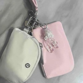 Angyape Cute Beaded Jellyfish Keychain Pearl Beach Keychain Summer Bag Charms Purse Charms for Handbags Ocean Gifts for Women