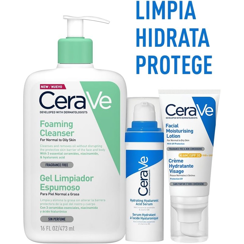 CeraVe Rutina facial: Limpia, hidrata y protege tu piel