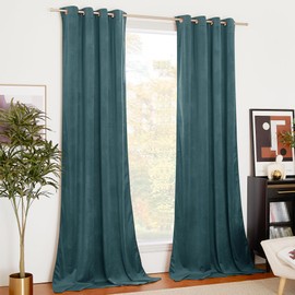 NICETOWN Greyish Blue Velvet Curtains, Velvet Drapes, Media Movie Theater Room Decor, Heavy Matt Drapes/Window Treatments with Grommet Top for Patio Door (Set of 2, W52xL96 inches)