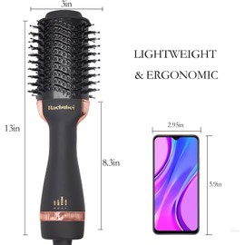 Hair Dryer Brush,Hot Air Brush, Blow Dryer bruch,One Step Hair Dryer and Volumizer with Salon Negative Ionic for Straightening, Professional Brush Hair Dryers for Men and Women (Black)
